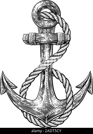 L'ancre de bateau ou navire Dessin Tatouage Illustration de Vecteur