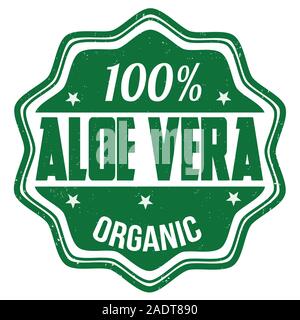 L'aloe vera 100 % caoutchouc grunge stamp on white, vector illustration Illustration de Vecteur