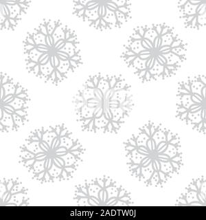 Gris argent ou monochrome transparente. flocons de lumière Doodle mignon design. Idéal pour imprimer, carton 100, pages web, des vêtements. Noël et Nouvel an Illustration de Vecteur
