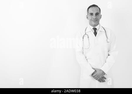 Homme mature médecin persan en noir et blanc Banque D'Images