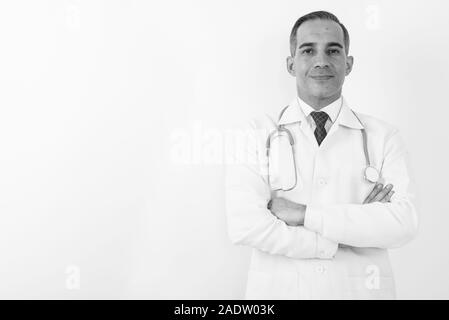 Homme mature médecin persan en noir et blanc Banque D'Images