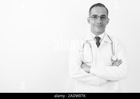 Homme mature médecin persan en noir et blanc Banque D'Images