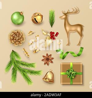 Ensemble d'articles de Noël Illustration de Vecteur