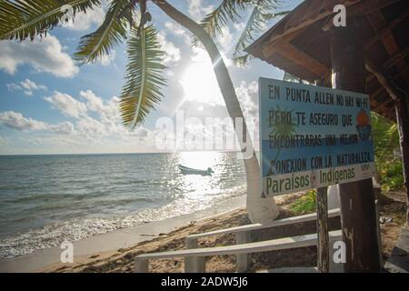 Plage paradisiaque de Punta Allen à la mer des Caraïbes