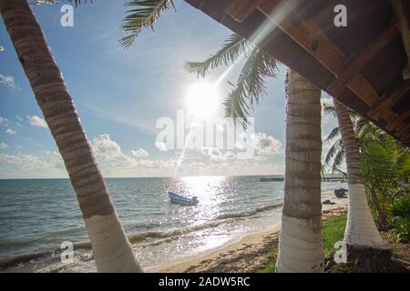 Plage paradisiaque de Punta Allen à la mer des Caraïbes