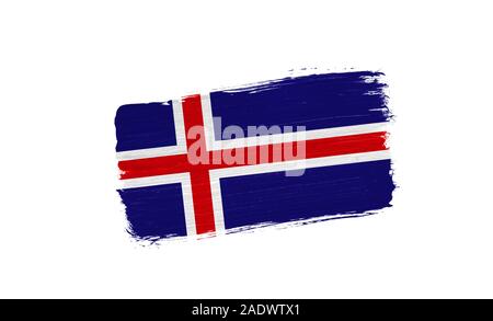 Drapeau de l'Islande peint pinceau isolé sur fond blanc Banque D'Images