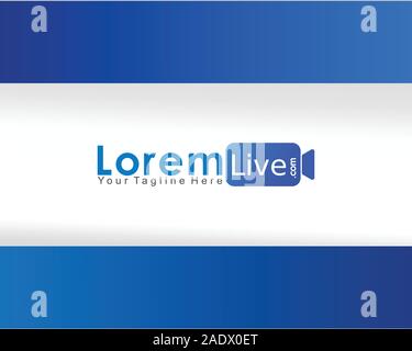TV en ligne Live Streaming Concept, design logo, icône de l'appareil Modèle bleu Illustration de Vecteur