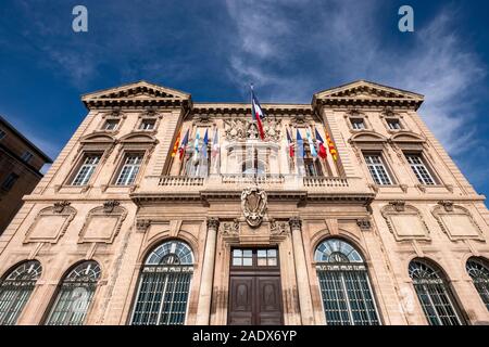 La façade de l'immeuble de l'Hôtel de ville de Marseille, France, Europe Banque D'Images