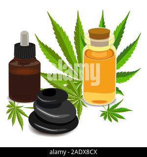 La formule de CBD de chanvre. Modèle structurel des molécules de cannabidiol et de tétrahydrocannabinol. Cannabis médicinal. Marijuana médicale, Vector Illustration de Vecteur