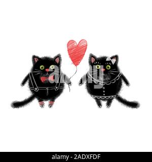 Deux black cats in love Banque D'Images