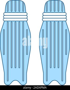 L'icône de la protection de la jambe de cricket. Fine ligne de remplissage bleu avec Design. Vector Illustration. Illustration de Vecteur