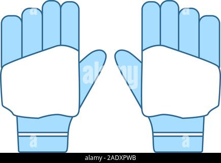 Paire de gants de Cricket Icône. Fine ligne de remplissage bleu avec Design. Vector Illustration. Illustration de Vecteur