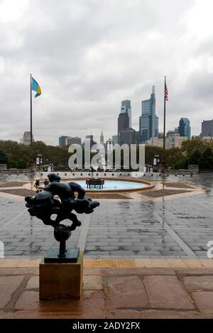 Vue sur la ville à partir de l'entrée principale du Philadelphia Museum of Art, Philadelphie, Philadelphia, Pennsylvania, USA Banque D'Images