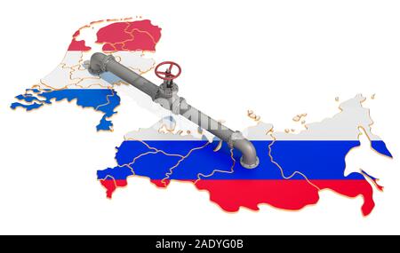 Russia-Netherlands gas pipeline, rendu 3D isolé sur fond blanc Banque D'Images