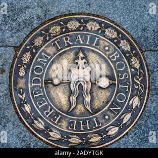 Plaque à Copp's Hill Burying Ground, Boston, Massachusetts, New England, USA, créé en 1659, un site historique de Boston sur la piste de la Liberté Banque D'Images