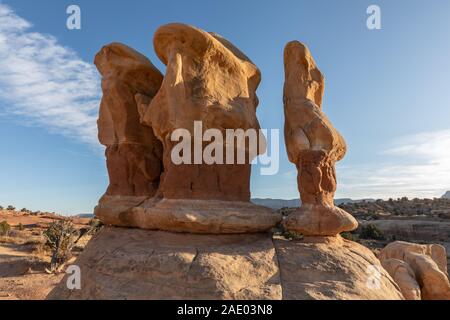 Le Jardin du Diable dans les roches de grès Grand Staircase Escalante National Monument dans l'Utah. Banque D'Images