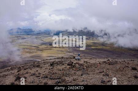 Avis de Jose Rivas refuge sur le volcan Cotopaxi, Parc National Cotopaxi, Equateur Banque D'Images