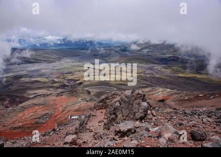 Avis de Jose Rivas refuge sur le volcan Cotopaxi, Parc National Cotopaxi, Equateur Banque D'Images