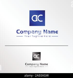 Lettres AC 2002 Company Logo Design Template, Logo Abjad Concept, bleu, gris Illustration de Vecteur