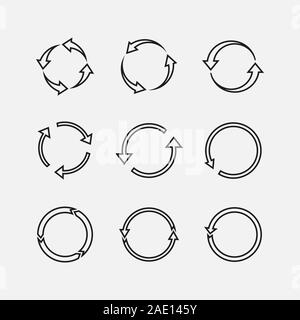 Flèches d'actualiser, de l'icône de recyclage. Vector illustration design plat, Illustration de Vecteur