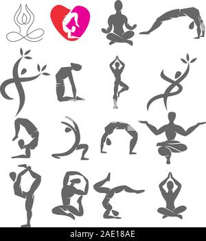 Conception de logo Yoga méditation emblème vector illustration set Illustration de Vecteur