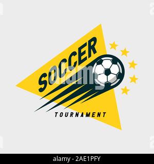 Tournoi de football, soccer logo emblème conçoit des modèles sur un fond clair. Illustration de Vecteur