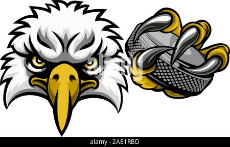 Joueur de Hockey sur Glace Eagle Sports Animal Mascot Illustration de Vecteur