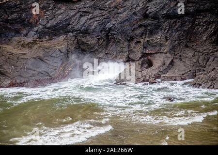 Boscastle Blow Hole Banque D'Images