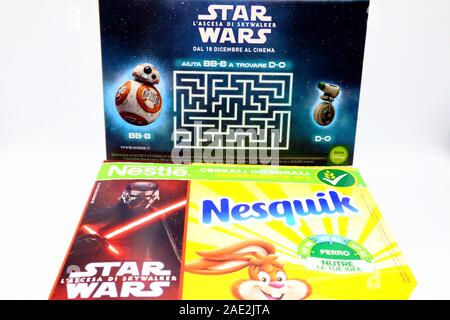 Nestlé NESQUIK Céréales promotion fort pour le film STAR WARS La montée de Skywalker Banque D'Images