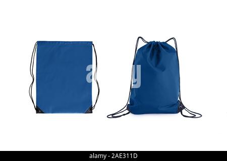 Ensemble de packs cordon bleu classique modèle, sac pour les chaussures de sport isolé sur blanc. Banque D'Images