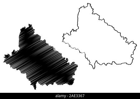 Bjelovar-Bilogora Comté (comtés de Croatie, République de Croatie) map vector illustration, croquis Gribouillage à l'Ile de Bilogora site Illustration de Vecteur