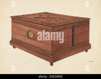 Cloche de bureau d'un service d'incendie, fabriquée vers 1939 par Al Curry, avec une cloche métallique avec un mécanisme de poussée, utilisée pour la signalisation dans les casernes de pompiers. Banque D'Images