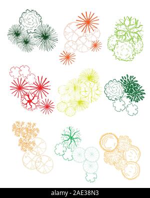 La cime des arbres et des symboles, vector set pour l'architecture ou la conception de paysage Illustration de Vecteur