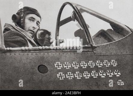 Les pilotes alliés dans la RAF, l'Armée de l'Air polonaise Stanislaw Skalski, commandant de l'Escadre était à la tête d'un escadron de la RAF. Les croix peintes sur t Banque D'Images