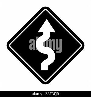 Winding road traffic sign Illustration de Vecteur