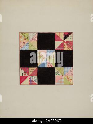 Une section de couette créée vers 1940 par Cornelius Christoffels et Margaret Linsley, composée de pièces de tissu cousues disposées selon une disposition textile à motifs. Banque D'Images