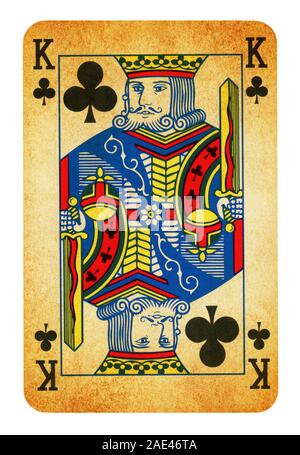 King of Clubs Vintage playing card - isolated on white (chemin inclus) Banque D'Images