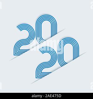 Bonne année 2020 signe. Élément de design pour Noël flyer. Couper le papier Illustration vecteur EPS10 Illustration de Vecteur