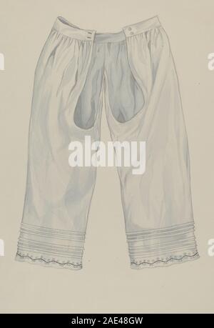Ce pantalon, fabriqué vers 1937 par Edith Towner, est un sous-vêtement traditionnel pour femme avec des empiècements en dentelle ou en tissu qui couvrent les jambes et apportent de la modestie. Banque D'Images