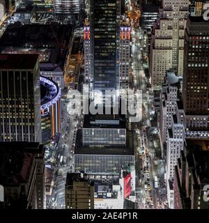 New York, décembre 2017, Madison Square Garden à partir de ci-dessus Banque D'Images