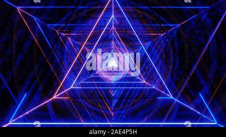 Abstract glowig triangle de fer avec un fond abstrait 3d illustration wallpaper Banque D'Images