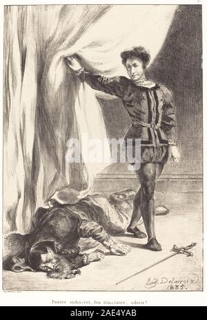 Hamlet et le corps de Polonius (Acte III, scène IV) ; 1835date Eugène Delacroix, Hamlet et le corps de Polonius (Acte III, scène IV), 1835 Banque D'Images