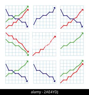 Ligne d'affaires des graphiques montrant que les performances et les Illustration de Vecteur