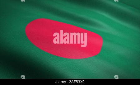 Pavillon du Bangladesh. Waving Flag réaliste illustration de rendu 3D avec texture tissu très détaillées Banque D'Images