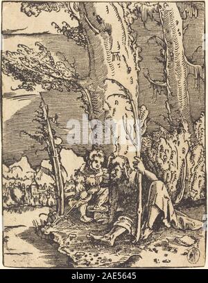 Saint Christopher assis au bord d'une rivière ; c. 1515/1517, Albrecht, Saint Christopher assis au bord d'une rivière, c 1515-1517 Banque D'Images