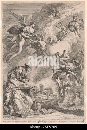 Le pape Grégoire le Grand et Saint Vitale intercédant pour les âmes du purgatoire ; années 1731, Engraving 18th Century Francesco date après Sebastiano Ricci, le Pape Grégoire le Grand et Saint Vitale intercédant pour les âmes du purgatoire, c 1731 Banque D'Images