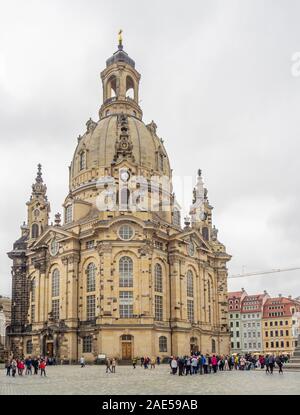 Baroque Dresde Frauenkirche Église Évangélique Luthérienne De Notre Dame Altstadt Dresde Allemagne De Saxe. Banque D'Images