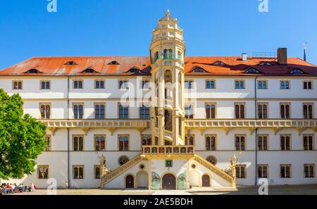 Grosse Wendelstein Escalier Impossible Dans La Cour Du Château Hartenfels Altstadt Torgau Saxe Allemagne. Banque D'Images