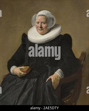 Cette peinture de Frans Hals, créée en 1633, représente une femme âgée dans un portrait en demi-longueur. Le sujet porte une tenue traditionnelle du XVIIe siècle, y compris un collier en dentelle, et l'œuvre met en valeur le pinceau lâche distinctif de Hals et l'attention portée à l'expression et au caractère du visage. Banque D'Images