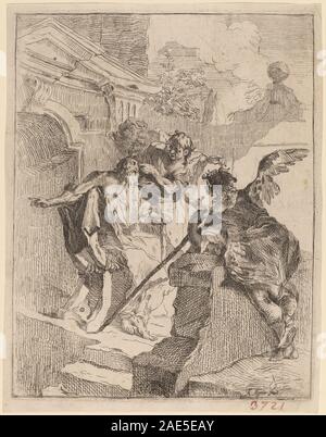 La peinture représente Tobias utilisant un poisson pour guérir la cécité de son père, montrant des figures détaillées dans un intérieur domestique avec l'accent sur le geste et l'expression. La scène illustre une histoire biblique du Livre de Tobit. Banque D'Images